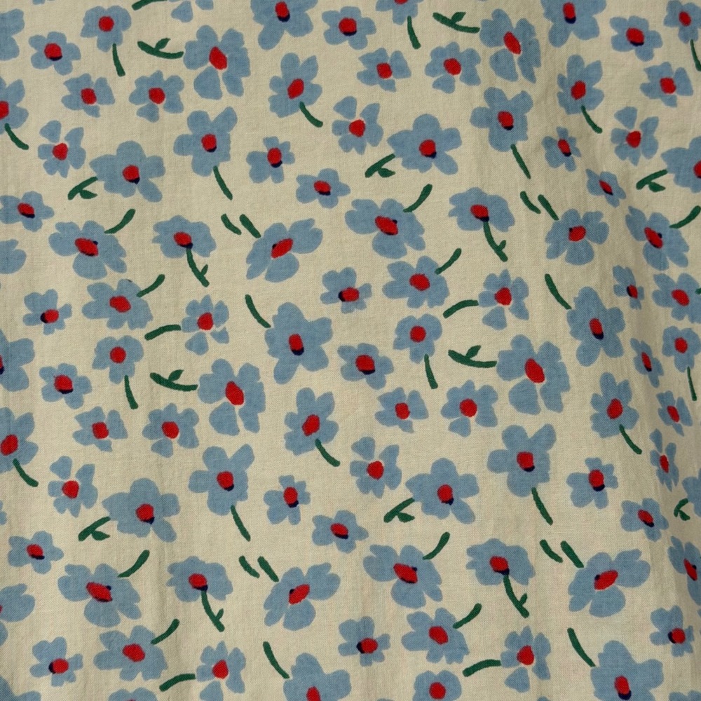 Damson Madder Greta Ditsy Floral Midi Dress UK 14 Pink Blue Puff Sleeve Pockets - Picture 12 of 13